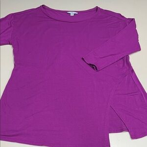 Halston Magenta Scoop Neck Top Medium